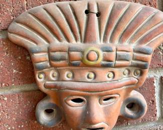 Vintage Aztec Mayan Mexican Clay / Terracotta Mask    