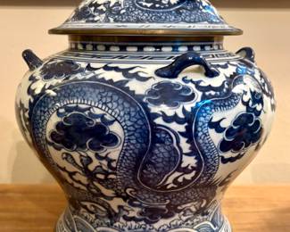 Vintage Blue & White Ginger Jar 