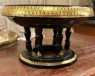 Black & Gold Laquered Offering Table Centerpiece 