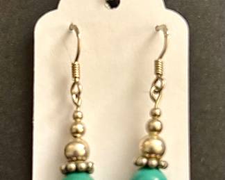 925 Sterling Silver Turquoise Dangling Earrings