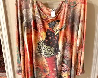 Vintage Sweater Depicting a Geisha Girl