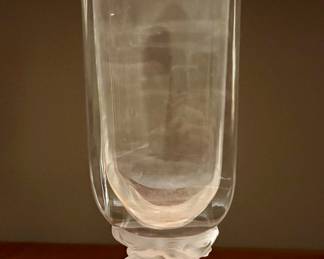 Vintage Lalique Vase with a frosted deer base. Signed