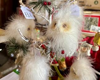 Vintage Feather Owl Ornaments