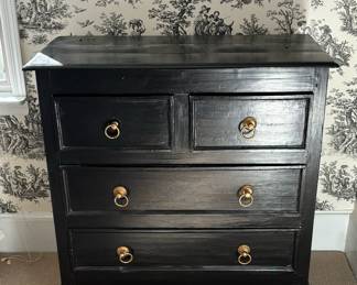 111. Black 4 Drawer Chest (37" x 18" x 39")
