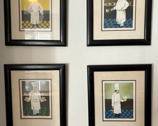 82. Set of 4 Framed Chef Prints (12" x 14")