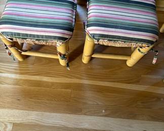 75. Pair of Stools w/ Rush Seat and Cushions (16" x 12" x 10")