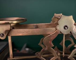 41. Antique S. Mordan & Co. Brass & Wood Postal Scale (10" x 5" x 5")