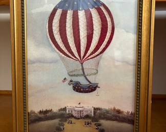 94. Framed Print of Flag Hot Air Balloon (16" x 21")