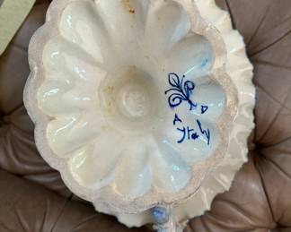 35. Blue & White Pedestal Dish Made in Italy