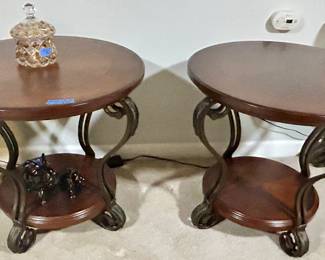 2 Round, 2 tier Metal leg  end tables