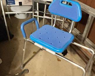 Walker, toilet seat and bath bench