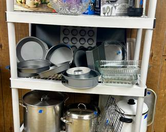Various cooking Pots and pans, baking And racks