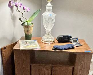 Vintage storage cabinet with pop open sides, and front great for TV and movie or tape storage