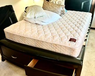 Queen black bedframe with pullout drawers $139