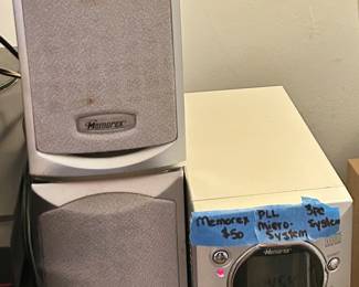 Memorex three piece bookshelf, size stereo micro system, $50