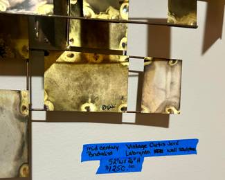 Curtis Jere Mid Century MCM Brutalist Labyrinth, metal wall sculpture 52”w x 26”h $1250