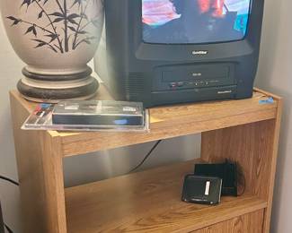VHS small TV
TV/microwave stand with cupboard bottom