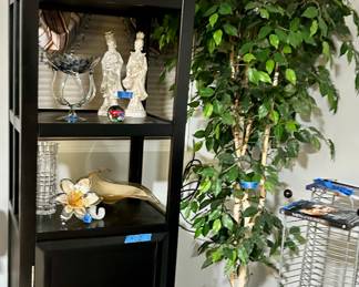 Tall black,  Narrow 3 shelf unit w/ cabinet bottom