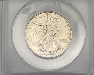 1943 Walking Liberty Half Dollar, ANACS AU 58