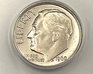 1968 Roosevelt Dime, ANACS MS 64