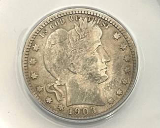 1903-O Barber Quarter, ANACS F 15 Details
