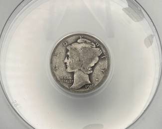 1916 Mercury Dime, ANACS AG 3