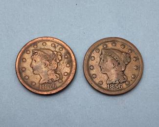 Two 1856 US Large Cents