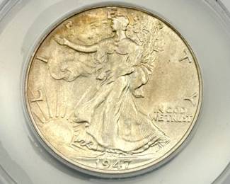 1947 Walking Liberty Half Dollar, ANACS AU 58