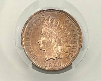 1907 Indian Head Penny, CAC AU Details