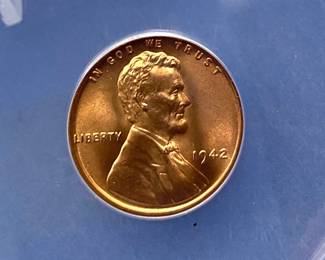 1942 Lincoln Wheat Penny, ANACS MS 65 RED