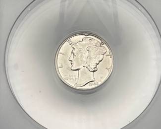1942-D Mercury Dime, ANACS AU 55