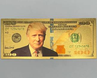 24K Gold Layered $100 Donald Trump Note