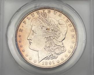 1891 Morgan Dollar, ANACS AU 58