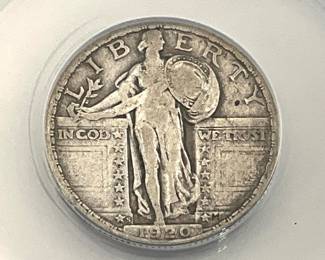 1920-S Standing Liberty Quarter, ANACS VF 30 Details