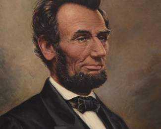 56
Franklin C. Courter
(1854-1947)
Portrait of Abraham Lincoln
Oil on Masonite
Signed lower right: F.C. Courter
22.5" H x 19.5" W
Estimate: $5,000 - $7,000