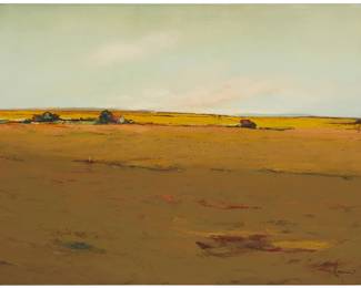 219
Karen Moore
(b. 20th century)
"A Silent Harvest"
Oil on canvas
Signed lower right: K. Moore; inscribed "#KM3648101" in pencil, verso; titled by repute
36.5" H x 47.75" W
Estimate: $2,000 - $3,000