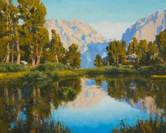 97
Gregory Hull
(b. 1950)
"Sierra Serenity"
Oil on canvas
Signed lower right: Hull; titled by repute
40" H x 50" W
Estimate: $4,000 - $6,000
