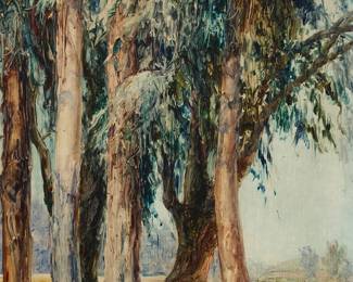119
Alfred James Dewey
(1874-1958)
"Eucalyptus," 1933
Oil on Masonite
Signed lower right: Alfred James Dewey; titled and dated on a label affixed verso
24" H x 20" W
Estimate: $1,000 - $2,000