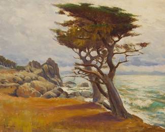 29
William Constable Adam
(1846-1931)
"Coast Scene - 17 Mile Drive"
Oil on canvas
Signed lower left: Wm Adam; titled in ink on a label affixed to the stretcher
18" H x 24" W
Estimate: $1,000 - $1,500