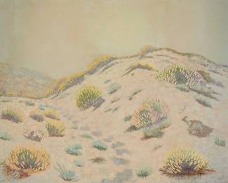 34
Ferdinand Burgdorff
(1881-1975)
"Sand Dunes, Point Reyes," 1952
Oil on Masonite
Signed and dated lower right: Ferdinand Burgdorff / 1952; titled by repute
36" H x 48" W
Estimate: $3,000 - $5,000