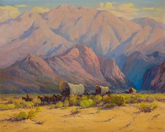 107
Fred Grayson Sayre
(1879-1939)
"Arizona Trails"
Oil on canvas
Signed lower right: F. Grayson Sayre; titled on the frame plaque
40.25" H x 50" W
Estimate: $4,000 - $6,000