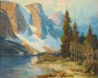 95
Jack Wilkinson Smith
(1873-1949)
"Sierra Landscape"
Oil on canvas laid to Masonite
Signed lower right: Jack Wilkinson Smith; titled by repute
20" H x 24" W
Estimate: $5,000 - $7,000