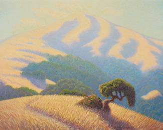 30
Ferdinand Burgdorff
(1881-1975)
"Whites Hill, San Anselmo, California," 1953
Oil on Masonite
Signed and dated lower right: Ferdinand Burgdorff / 1953; titled by repute
34" H x 45" W
Estimate: $3,000 - $5,000