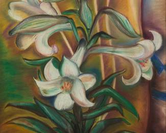 191
Laura Coombs Hills
(1859-1952)
Lillies
Pastel on paper
Signed lower left: Laura Hills
Sight: 23.75" H x 17" W
Estimate: $1,500 - $2,500