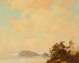 22
Albert Thomas De Rome
(1885-1959)
Coastal landscape
Oil on canvas
Signed lower right: A. De Rome
24" H x 18" W
Estimate: $1,000 - $1,500