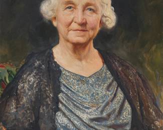 59
Arnold George Mountfort
(1873-1942)
"Mrs. Emile A. Viault," 1939
Oil on canvas
Signed and dated upper right: Arnold Mountfort / 1939; signed again, titled, and dated in pencil, all verso
24" H x 18" W
Estimate: $1,500 - $2,000