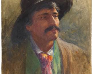 60
Marion Kavanagh Wachtel
(1870-1954)
Portrait of a Man, thought to be Elmer Wachtel
Watercolor on paper
Signed lower right: Marion Kavanagh
Image/Sheet: 14.5" H x 10.75" W
Estimate: $1,000 - $2,000