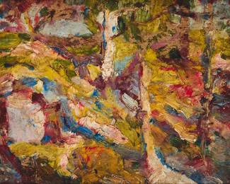 20
August Gay
(1890-1948)
Untitled (woods scene)
Oil on board
Unsigned
5.75" H x 7.5" W
Estimate: $1,500 - $2,000