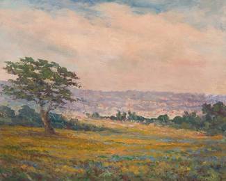 66
Mary Amanda Lewis
(1872-1953)
Wildflower landscape
Oil on canvas laid to board
With the incised signature lower right: Mary A. Lewis
10" H x 12" W
Estimate: $1,000 - $1,500
