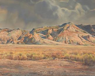 110
Paul Lauritz
(1889-1975)
"Light in the Hills"
Oil on panel
Signed lower left: Paul Lauritz; titled by repute
28" H x 40" W
Estimate: $2,000 - $3,000